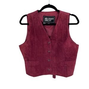 Vintage Maroon Leather Western Vest Women’s Large
